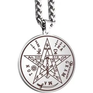Tetragrammaton Wicca Pentacle Medallion Stainless Steel Necklace Charming Design For Men Women Lucky Power Amulet