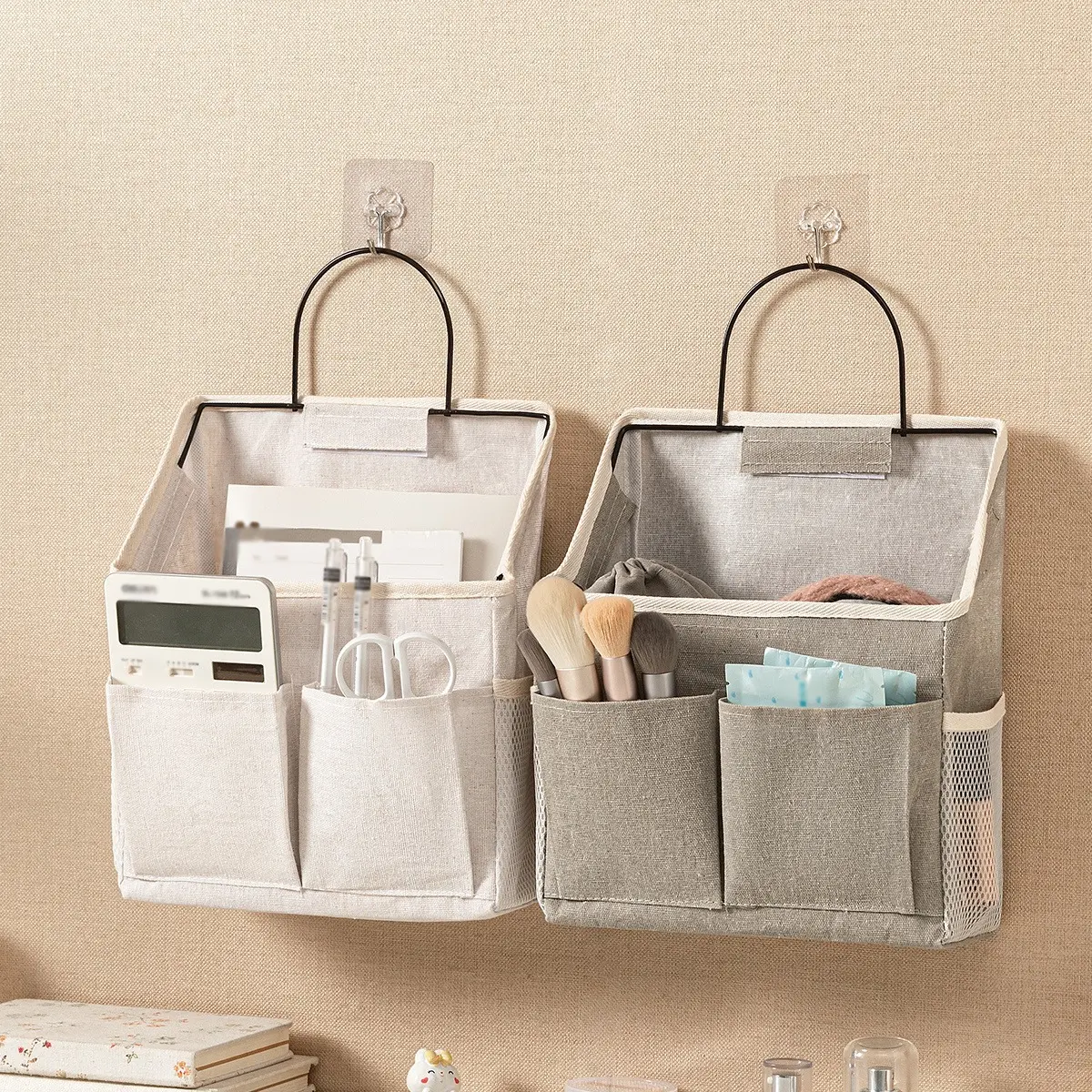 Hangable Lightweight Artificial Leather Home Organizer Bag (1 Pack/2 Packs) - Mountable Over-Door Multi-Pocket Basket, Multi-Functional Storage for College Students’ Dorm Room Essentials, Organizer Bags, Wall