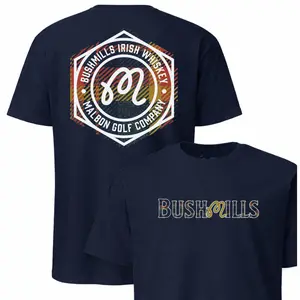 Malbon Bushmills Malbon Golf Company Plaid Logo Graphic Tee Shirt Collaboration Streetwear Premium Cotton Casual Outfit Unisex Stylish Back Print