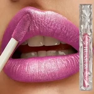 Huasurv Metal Rose Glossy Lip Gloss, Lipstick, Metallic, High Saturation, Long-Lasting, Non-Fading, Ideal for Daily Use, Cosplay, Music Festivals, Makeup