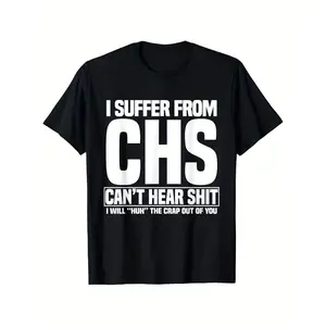 I Suffer From CHS Can't Hear Shit I Will Huh The Crap Out Of T-Shirt Men'S Comfortable for Daily Wear Squirrel T-shirt, , Print Short Sleeve Comfortable Tees Summer Casual Trendy Tops