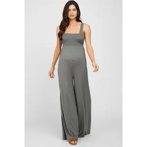 Olive Sleeveless Wide Leg Maternity Jumpsuit