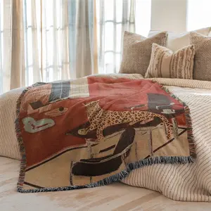 Multi-Function Tassel Woven Blanket, Cozy Blanket Throw, Living Room Leopard Pattern Bed Blanket, Sofa Cover, Couch Throw, Armchair, Home Decor, Tablecloth, Shawl, Outdoor Picnic, Camping