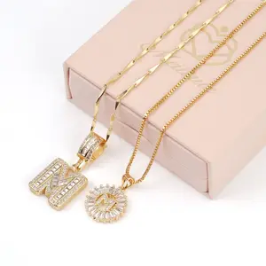 2 Pack Personalized Initial Necklace Set A–Z Alphabet Letter Pendant Necklace for Women 14K Gold Plated CZ Adjustable 17–19'' Chain Dainty Layering Stackable Jewelry Game Day Gift for Mother’s Day Birthday Graduation Christmas Gift for Her Everyday Wear