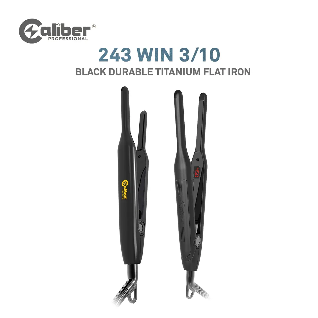 Caliber.243Win 3/10″ Black Durable Titanium Flat Iron for Men's Short Hair Adjustable Lightweight Pouch Storage Comfort