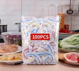 Disposable PE Plastic Food Fresh Keeping Covers, 100pcs Stretch-Fit Leakproof Elastic Clear Wraps, Kitchen Storage Gadgets for Maintaining Freshness, Home & Disposable Tableware Supplies