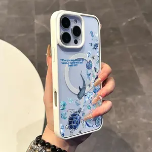 Magnetic protective case with a Bible ocean collage design, supports MagSafe, ultra-thin and anti-slip, for daily use, compatible with iPhone 17/16/15/14/13/12/11/X/XS/XS Max, a perfect holiday gift for friends, family, or yourself.