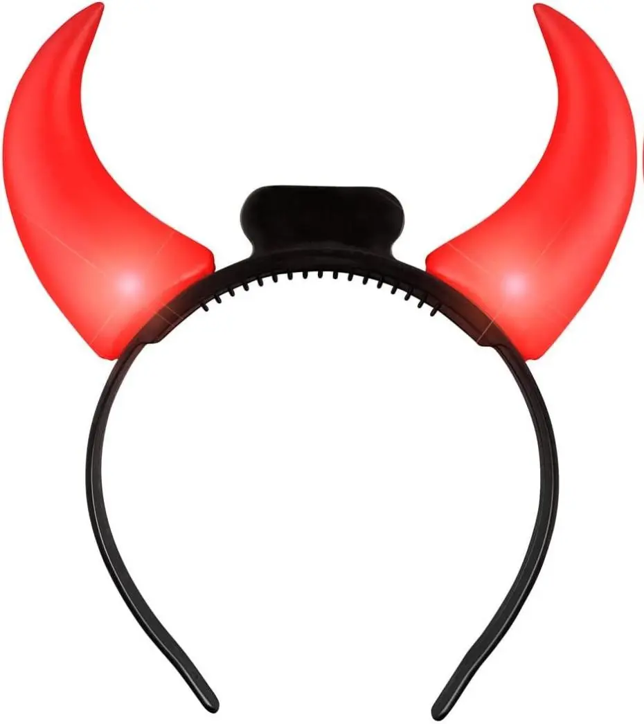 Large Red Devil Horns Light Up Headband