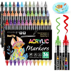 Markers  Pens, 36 Colors Dual Tip Direct Liquid  Markers with Automatic Ink Control System, Fine & Brush Tip Art Supplies for Rock Painting, , Stone, Fabrics, DIY Craft