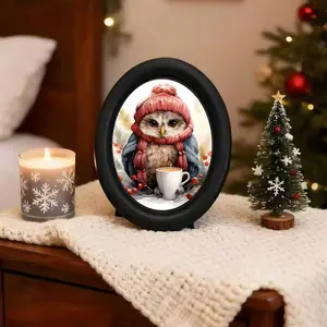 Gothic Victorian Wall Decor, Vintage Owl Drinking Coffee 3D Wallpaper, Handmade Photo Transfer, Halloween Christmas Thanksgiving Party Home Decoration