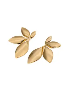 Four Leaf Stud Earrings, Stainless Steel Plated, Hypoallergenic, Elegant Wave Print, All Season Jewelry, Perfect for Daily Wear