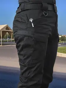 Men's Tactical Work Pants with Multiple Pockets, Solid Color Design, Fashionable Comfort, Casual Outdoor Hiking Pants, Durable Fabric, Fitted, Casual Outdoor Trouser