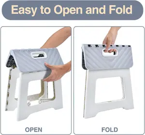 Folding Step Stool for Kids & Family | Collapsible 8 Inch Non-Slip Portable Travel Stool | Lightweight Gray or Blue Step Helper for Home & Outdoor