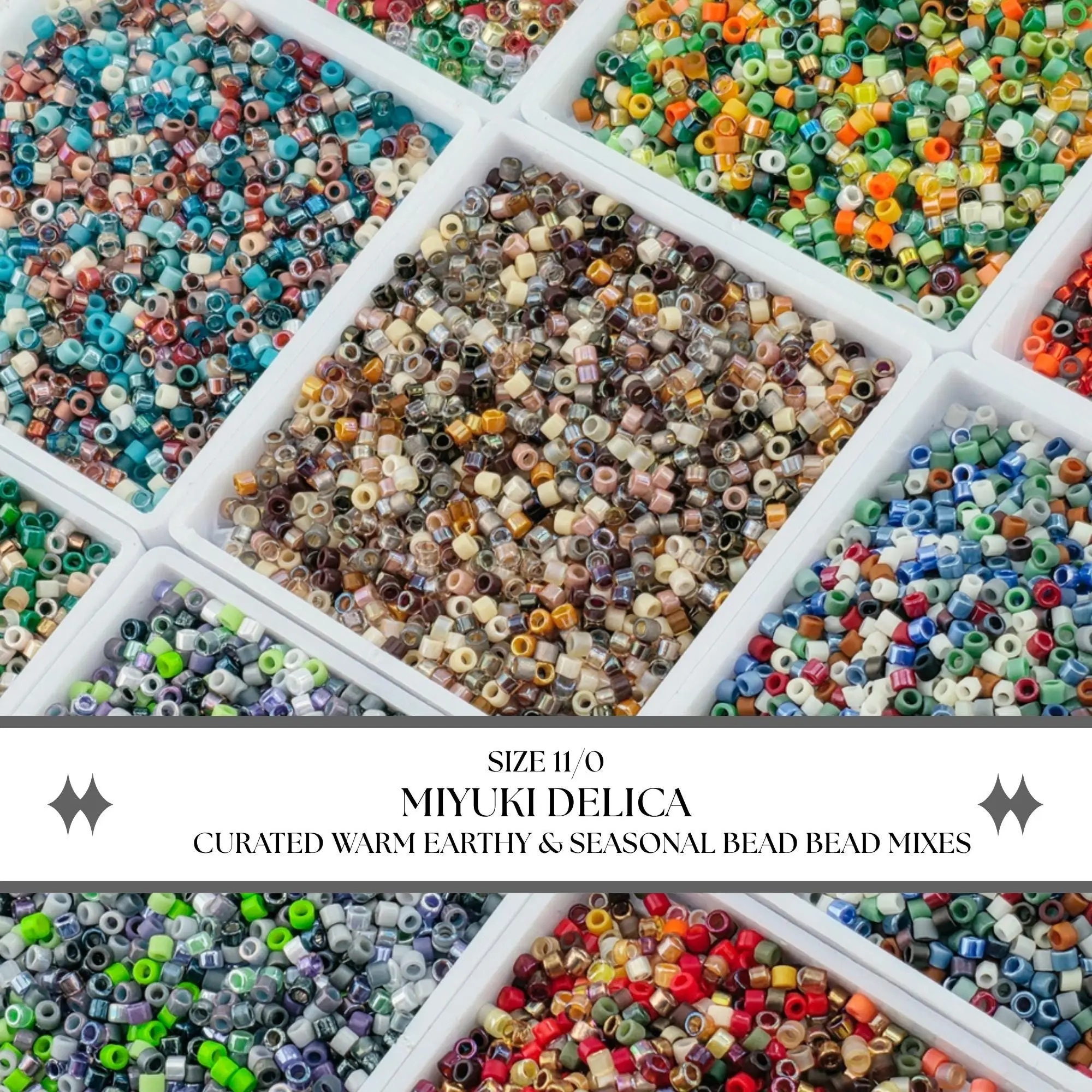 Miyuki Delica Seed Bead Mix 11/0 - Warm Earthy Seasonal Bead Soup Blends for Peyote & Loom - 7g Japanese Glass Cylinder Beads DIY