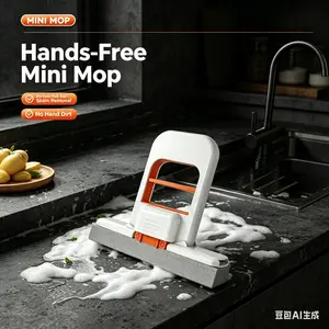 2026 Disposable Viral Hands-Free Mini Mop with Self-Wringing Sponge Head Portable Home Kitchen Bathroom Desk Car Cleaning Tool Super Absorbent PVA Sponge One-Handed Effortless Use Lightweight ABS Plastic - Window, Traditional