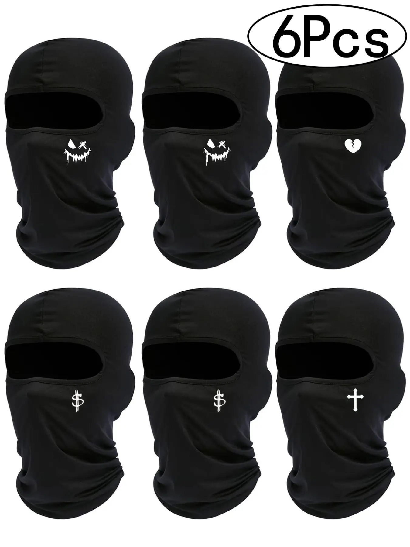 6pcs Unisex Dustproof Cycling Face Covering Mask, Breathable Sun-Protection Windproof Motorcycle Face Mask, All-Season Mask Set for Outdoor Sport