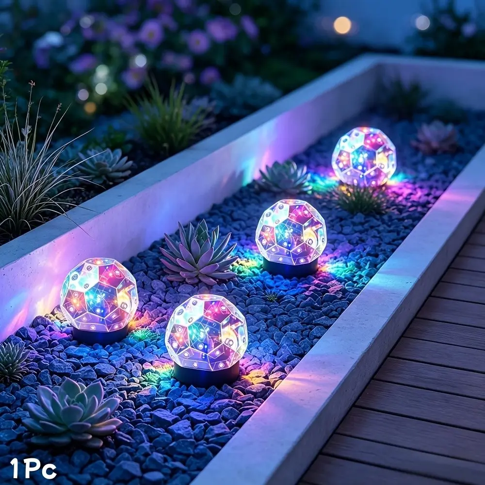 Solar Gradient Color Light, Outdoor Geometric Lawn Lamp, Smart Light Sensor Fairy Lamp, Easy Installation, Street Garden Landscape Lighting, Solar Landscape Lights, Outside Lights