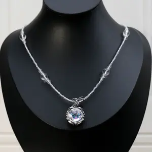 1 Count Clear Quartz Bead Pendant Designer Necklace