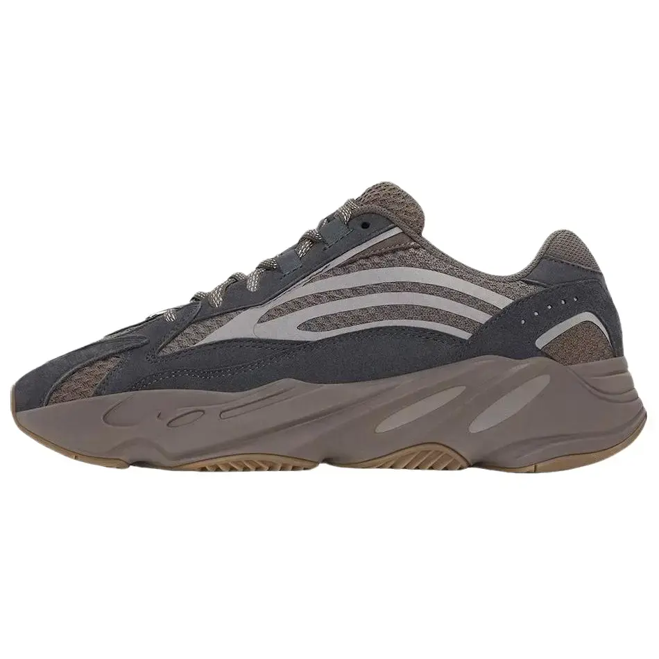 Adidas Yeezy Boost 700 V2 'Mauve' Men's Sneakers with Laces All Seasons Comfortable Streetwear Shoes, Boost Cushioning, Mesh, Chunky Silhouette, Modern, Lace-Up Fit, Mesh/Suede, Street Wear, Male, Mesh Upper