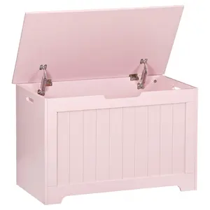 New Choice Deal Storage Chest Bench 30/39in Home Organizer with 2 Safety Hinge Wooden Toy Box Lift Top Entryway Pink