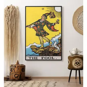 Fool Tarot canvas wall print reproduction, psychic painting print, tarot poster, poster print, canvas wall print, room decoration