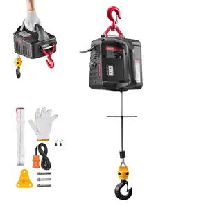 【fathersdaygift】VEVOR 2-in-1 Electric Hoist Winch, 1100 lbs Capacity, 1500W Portable Power Winch Crane, 25 ft Lifting Height, 16.4 ft/min with Manual and Wired Remote Control for Factory, Warehouss, Garage