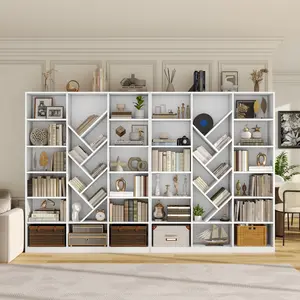 70.87" Tree Bookshelf for Corner, 21-Shelf Tall Bookcase with Adjustable Storage, Large Wood Display Shelf for Books Plants, Space-Saving Organizer for Small Apartment Living Room