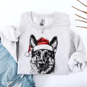 [Sale off up to 50%] German Shepherd, Santa, Dog, Christmas, Dog Lover, Pet Sweatshirt, Crewneck, Sweater, Cute, Xmas, Adorable, streetwear graphic tee
