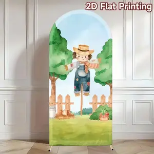 Farm Barn Arch Background with Strawman Photography Backdrop, Wedding Birthday Party Baby Shower Dedication, Universal Setting Pro