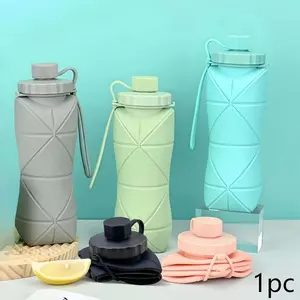 600ML Foldable Flexible Water Bottle, Silicone Material, Drop-Resistant, Portable Outdoor Sports Travel Mug, Heat-Resistant Folding Cup