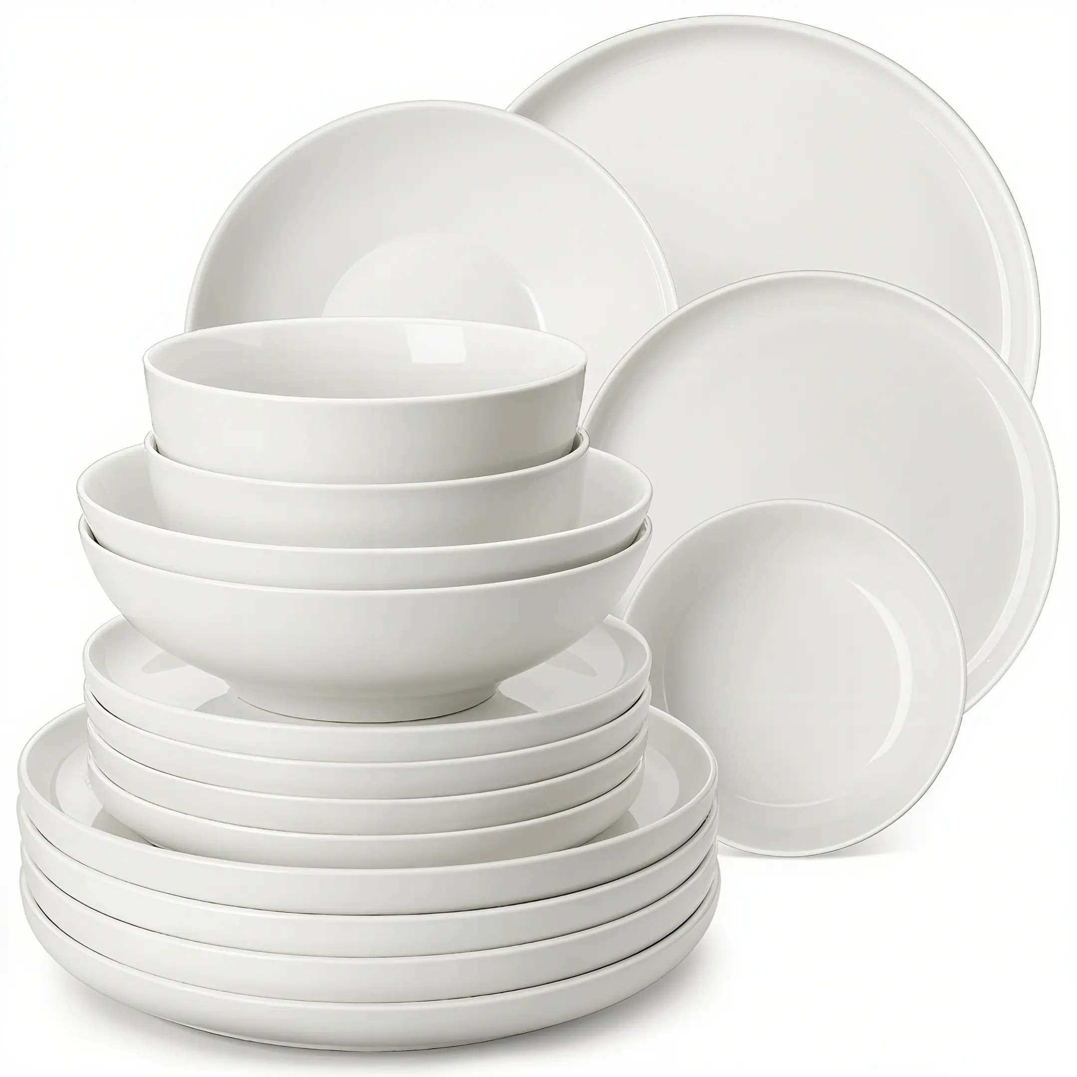 MALACASA Modern Ceramic Dinnerware Set - 12/16/18/24 Pieces, Dishwasher & Microwave Safe, Scratch Resistant Plates and Bowls Sets, LEAD-FREE Porcelain Cutlery, MINA Collection Winter Holiday summerwins
