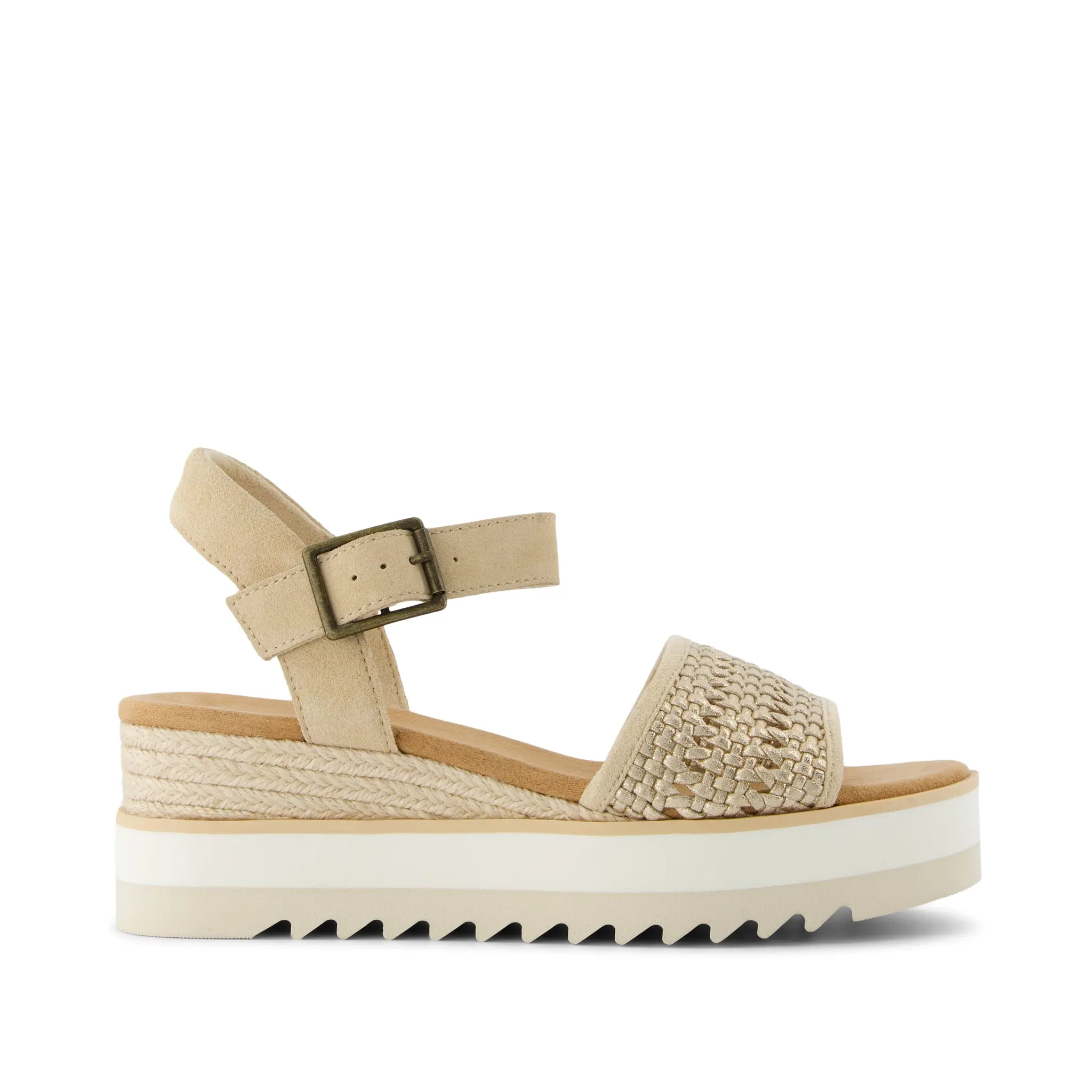 Diana Wedge Sandal Champagne Metallic Basket Weave Diana Wedge Sandal Champagne Metallic Basket Weave