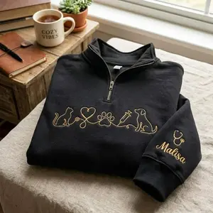[MADE IN US] Embroidered Veterinary Medicine Quarter Zip Sweatshirt, Veterinarian Sweatshirt, Veterinary Crewneck Sweatshirt, Vet Tech Sweatshirt