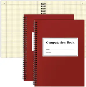 2-Pack Engineering Computation Notebooks, 4x4 Quad Ruled, 76 Sheets, 28.5x21 cm (11-1/4"x9-1/4"), Coil Bound, Cardboard Cover, Double Offset Paper, for Drafting, Planning, Technical Applications (Yellow)