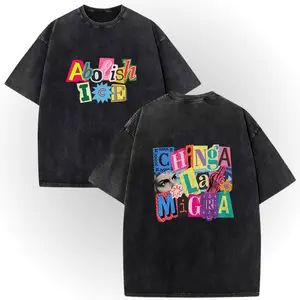 ICE OUT Anti ICE Magazine Letters Unisex Tshirts!| Cotton Double-Sided Vintage Washed Chinga La Migra Graphic Tee# AbolishIce# IceOut# HumanRights# DoubleSidedTee# NoOneIsIllegal# TikTokMadeMeBuyIt# TikTokShop Casual Breathabl