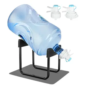 Stainless Steel 3-5 Gallon Water Jug Stand and 2 Dispenser Valves, Rust-Resistant Non Slip Water Stand with BPA Free Fast Flow Water Spout Fits Both 52mm and 55mm Bottles 2 CAPS Included, Dispenser Bracket, Dispenser Holder