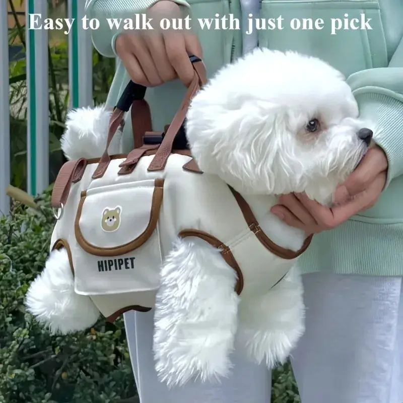 Portable Breathable Oxford Cloth Dog Carrier Backpack with Crossbody Strap, Hands-Free Carry Travel Bag for Small Pets