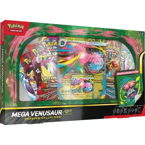 Pokémon TCG Mega Venusaur ex Premium Collection Box - Lenticular Card, 8 Packs, Foil Promo Non-Sports Trading Card Collectible Accessory