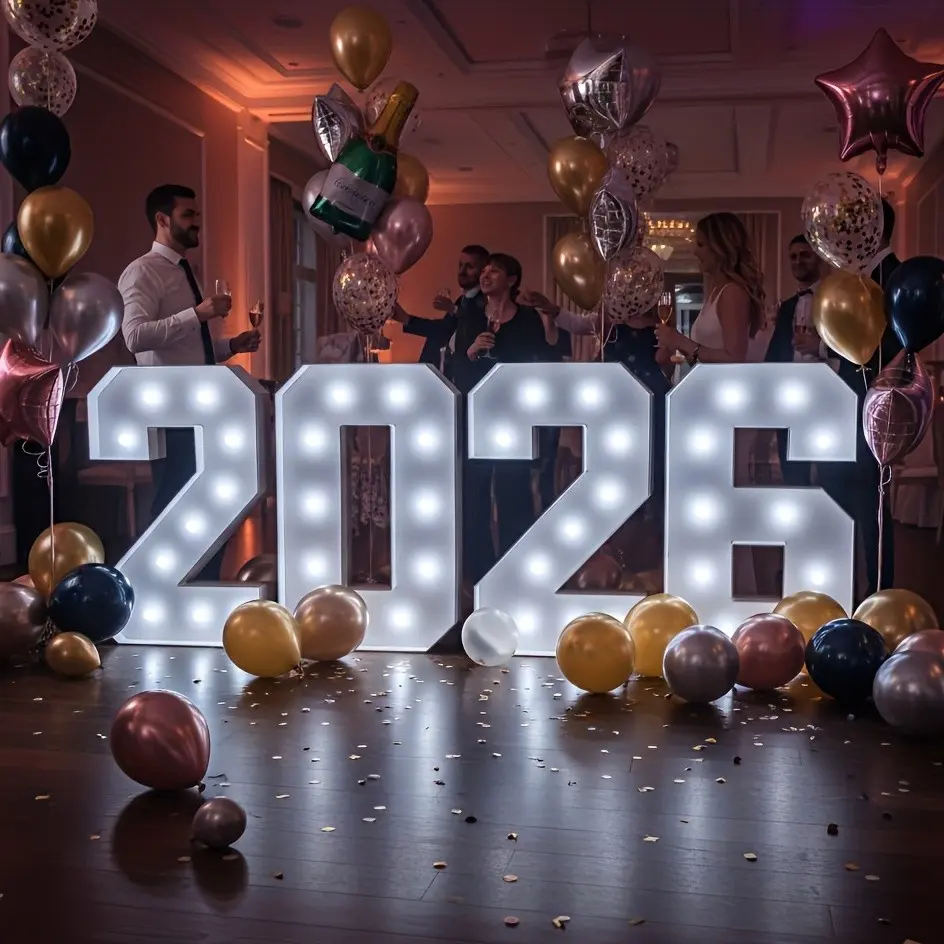 4 pcs 3FT  Marquee Light Up Number for Class of 2026 Back to School Party 2026 Graduation Party Decorations, Mosaic Number Sign for 2026 New Year Christmas Birthday Anniversary Party Decorations White Number 2026 Graduation Decorations Party Supplies