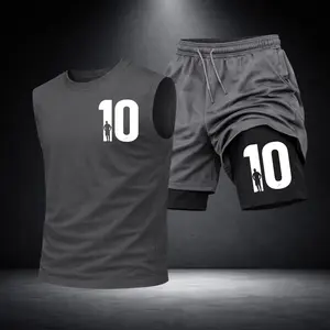 Men’s Black Workout Set Sleeveless Tank Top & Sports Shorts 2-Piece Gym Outfit