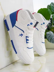 Men's white-red-white-blue high-top casual sneakers, outdoor hiking and cross-country shoes, comfortable new basketball shoes, Athletic basketball shoes, large sizes, versatile street shoes for all seasons, commuting, fitness, and training