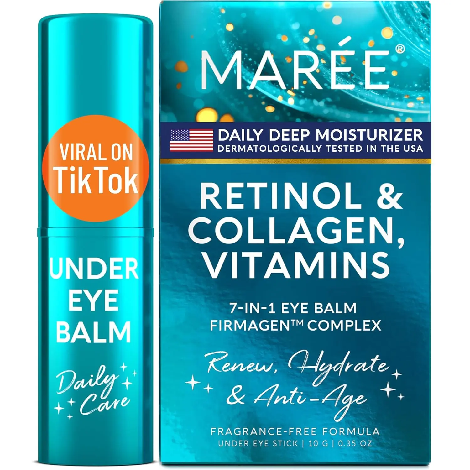 Under Eye Balm Stick MAREE with Retinol & Ceramide Complex - Daily Anti Aging Facial Moisturizer & Under Eye Balm for Dark Circles Comfort