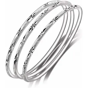 Sterling silver bangle bracelets for women, fashion jewelry simple adjustable 925 silver cuff bangles for women mom wife Valentine Mothers Day gift
