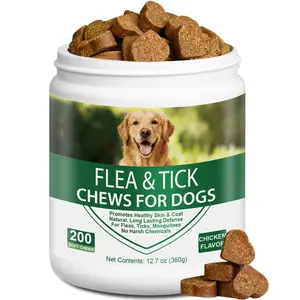 Flea & Tick Prevention Chews for Dogs – Natural Skin & Coat Support, Suitable for All Breeds & Ages, 200 Count