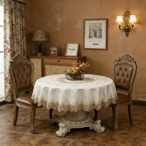 1pc Luxury Embroidered Tablecloth, Round Square Rectangular, Durable Easy Clean Reusable Heat Resistant Non-Slip, Home Party Wedding Decor
