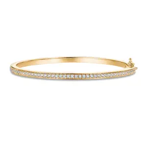 PAVOI 14K Gold Plated Cubic Zirconia Bangle Tennis Bracelets for Women - Classic Love Cuff Bangle Bracelets