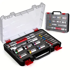 【summervibes】20 Piece Drill Bit and Impact Driver Bit Kit, Robust Alloy Steel, Extension Design, Change Between Hex Sockets and Extensions, for Metal, Wood, Plastic, High Speed Steel Drill.