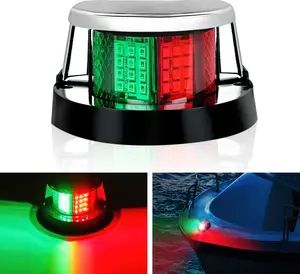 Nilight 24-LED Marine Boat Navigation Light, 12V Waterproof Steel Housing Port Starboard Red Green Signals Light, 2 Screws Included for Skeeter Yacht, Pontoon Speedboat, Two Screws Vehicle