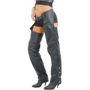 JAMIN LEATHER® Unisex Leather Motorcycle Pocket Chaps Special #C2100SP Heavy Split Cowhide with Functional Pockets & Adjustable Fit
