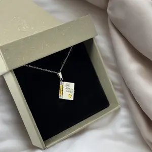 Classic Metal Pendant Necklace with Sentimental Message Rhodium Plated Chain in Ready Gift Box Perfect Present for Mom Dad or Grandparents